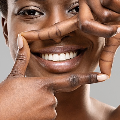 Woman with white teeth smiling